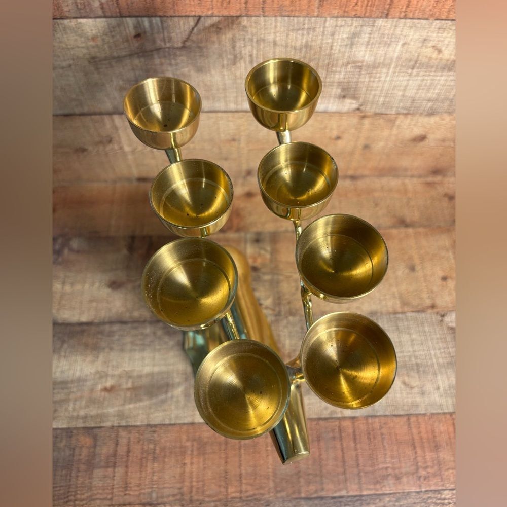 Vintage Large Tall 14.5” Brass Deer Reindeer Votive 8 Candle Holders MCM Holiday - Picture 4 of 13